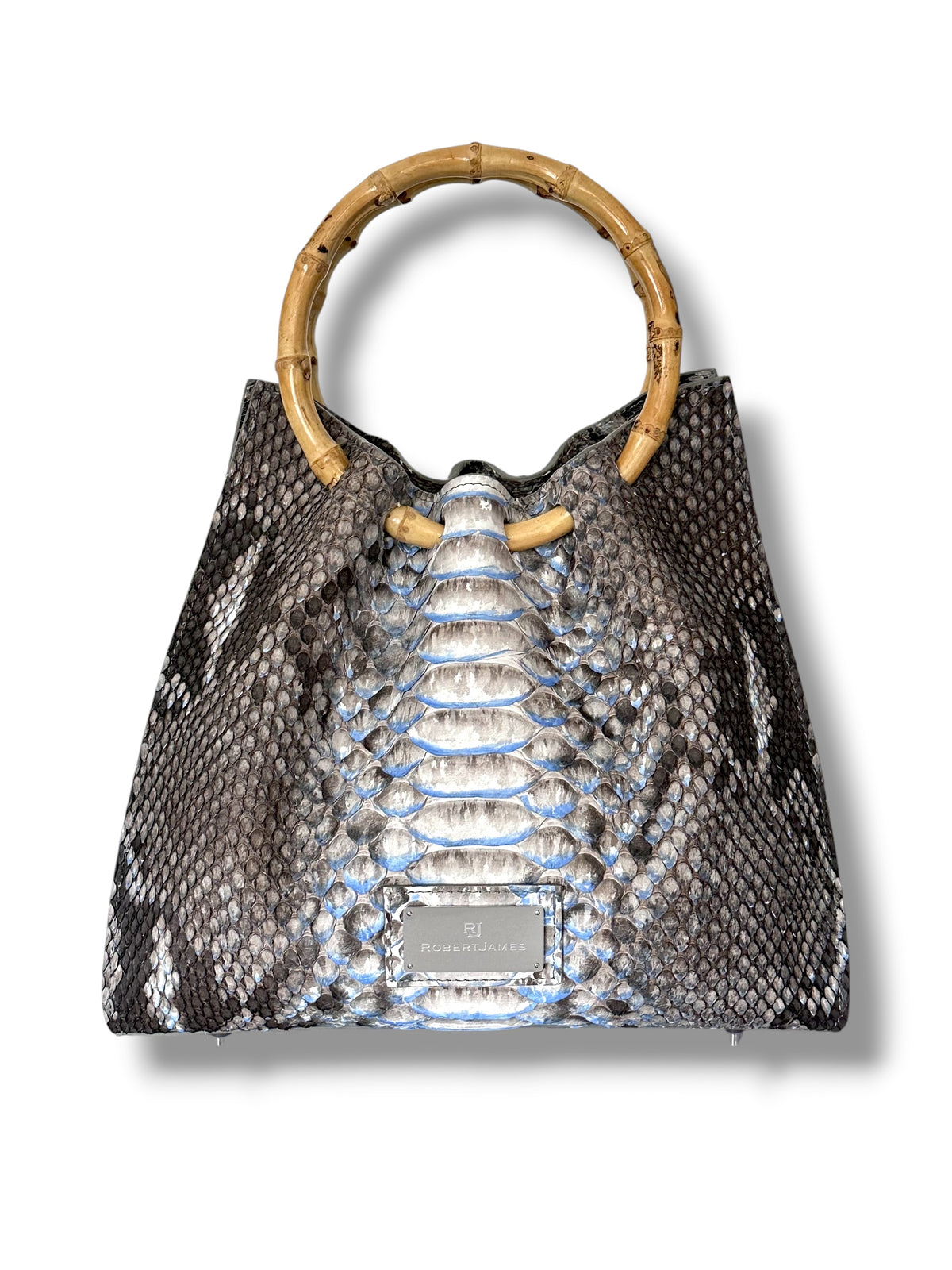 Natural Python with Blue Accents - The Johnna Tote