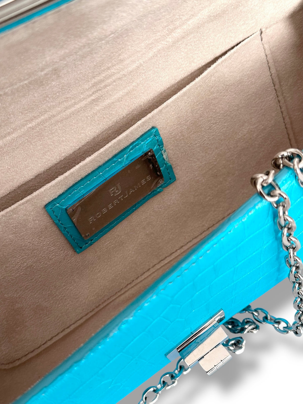 Iridescent Shimmering Tiffany Blue Alligator - Minnie Pochette