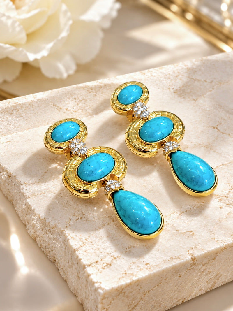 The Newport Cabochon Drop Earrings