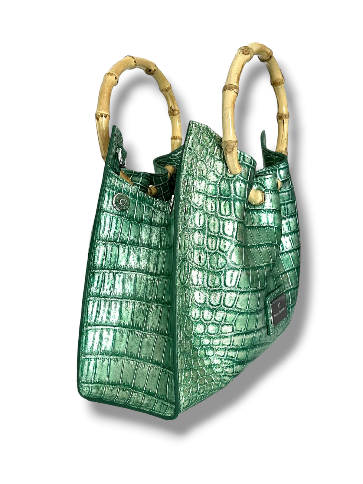 Metallic Green and Silver Niloticus Crocodile - The Johnna Tote