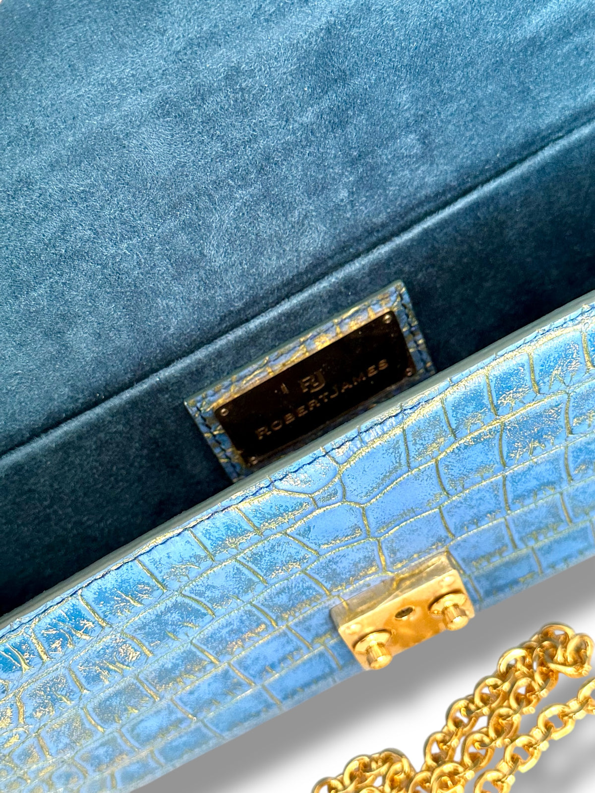 Matte Cerulean with Metallic Gold Alligator - Minnie Pochette image 3