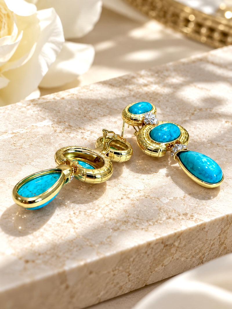 The Newport Cabochon Drop Earrings
