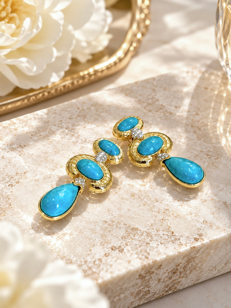 The Newport Cabochon Drop Earrings
