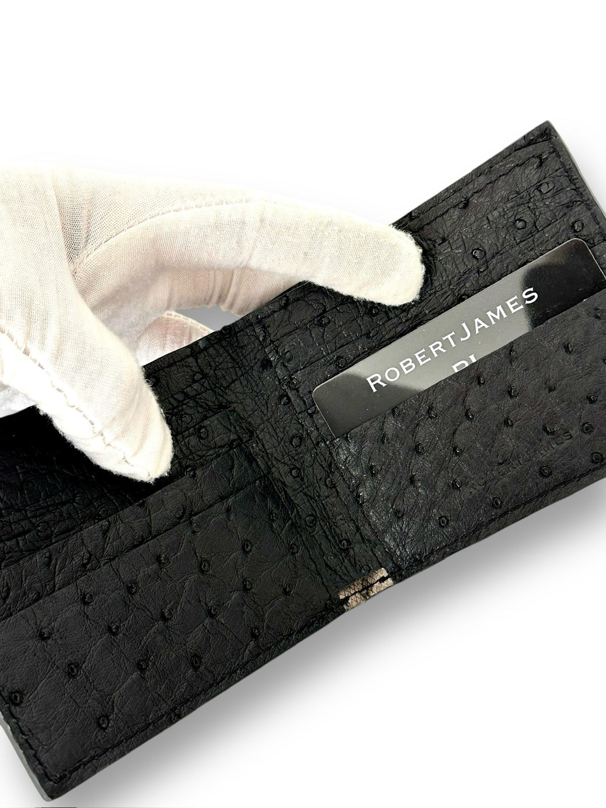 Black Ostrich - Bi-Fold Unisex Wallet image 2
