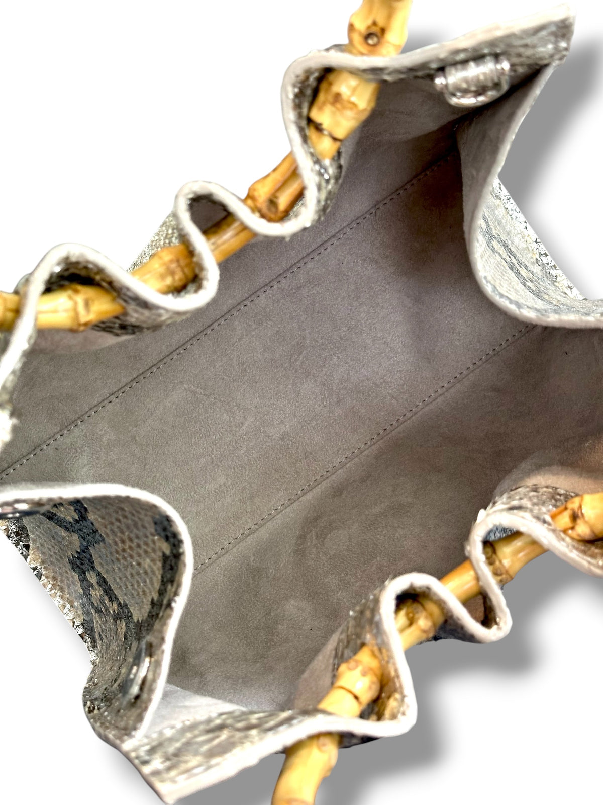 Metallic Silver Python - The Johnna Tote