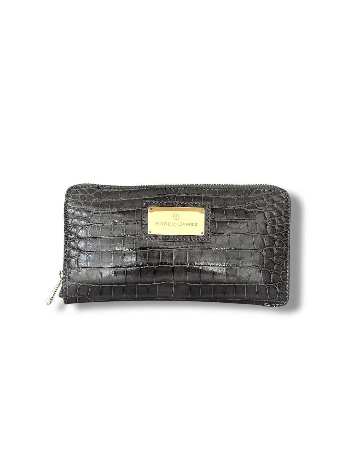 Midnight Grey Niloticus Crocodile - RobertJames Zip Around Wallet image 0