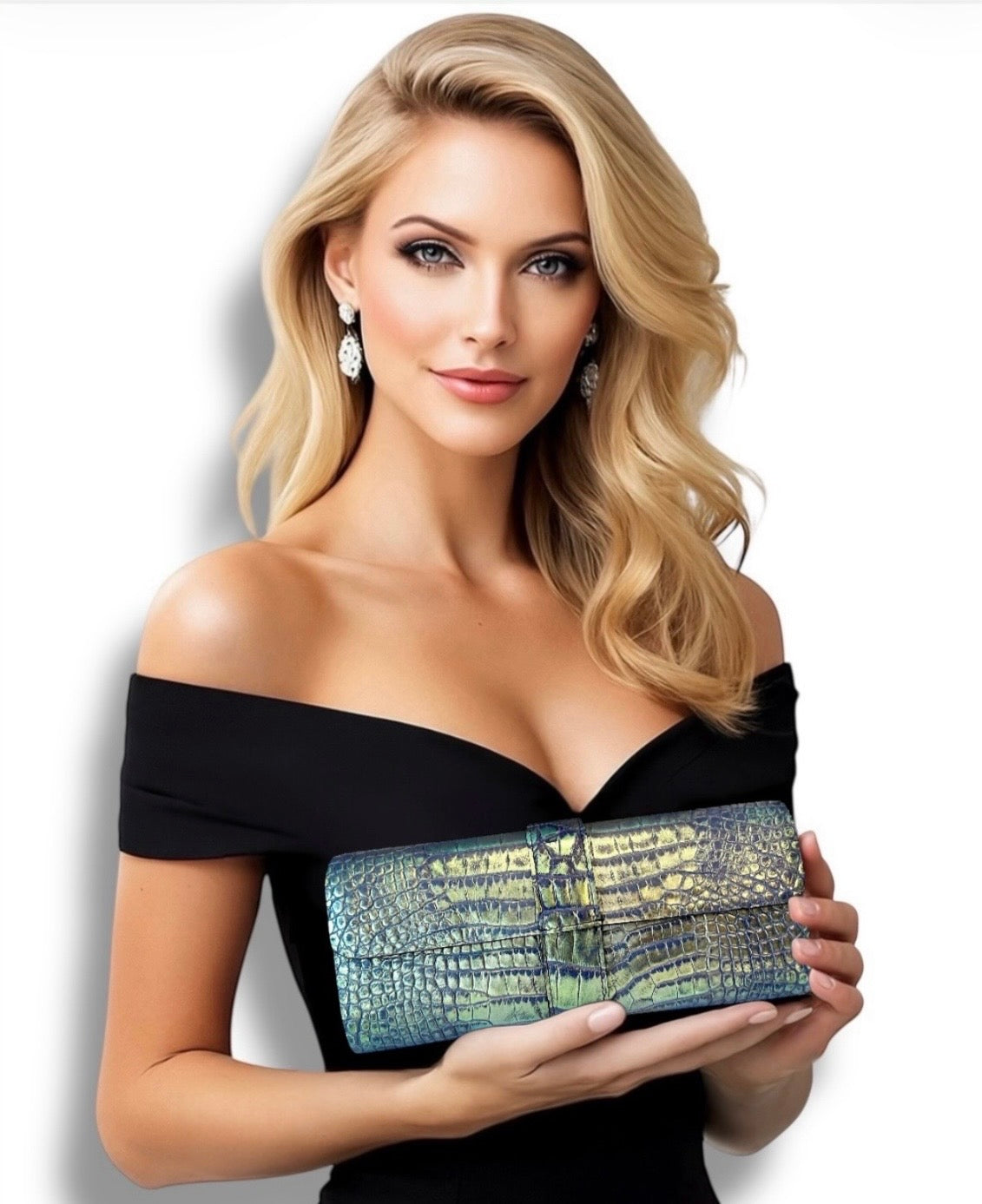 Metallic Dragonfly Alligator - The Valerie Clutch