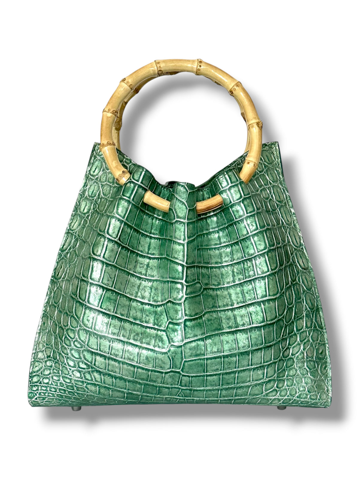 Metallic Green and Silver Niloticus Crocodile - The Johnna Tote