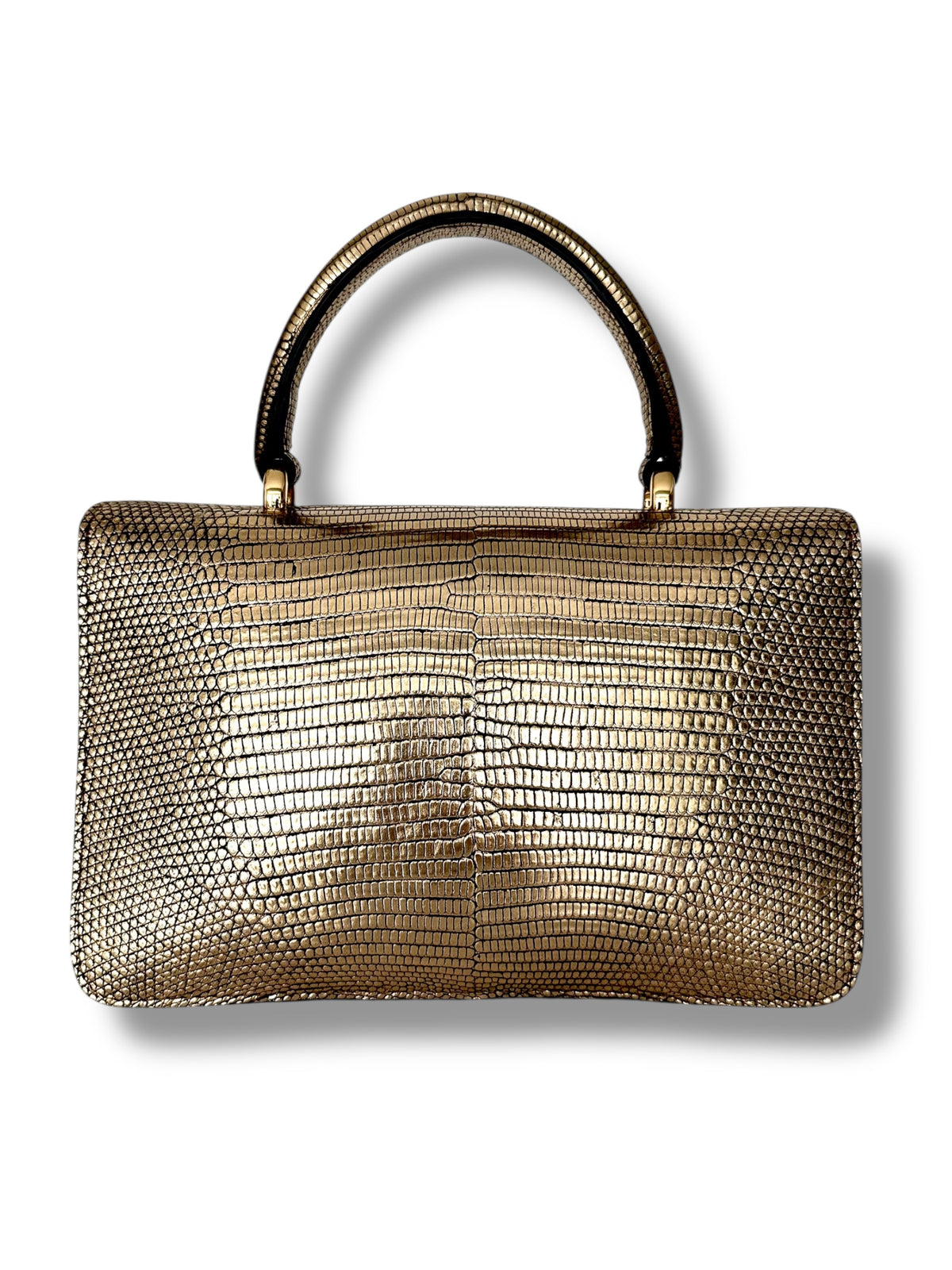 Metallic Gold Lizard - Anka Top Handle