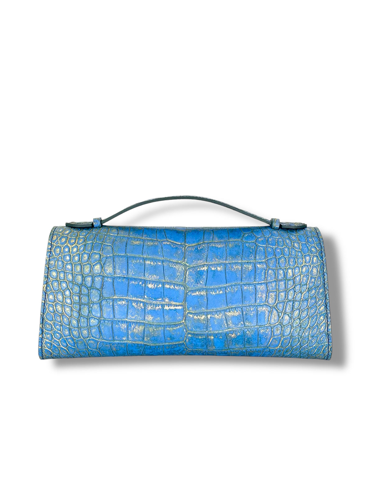 Matte Cerulean with Metallic Gold Alligator - Minnie Pochette image 2