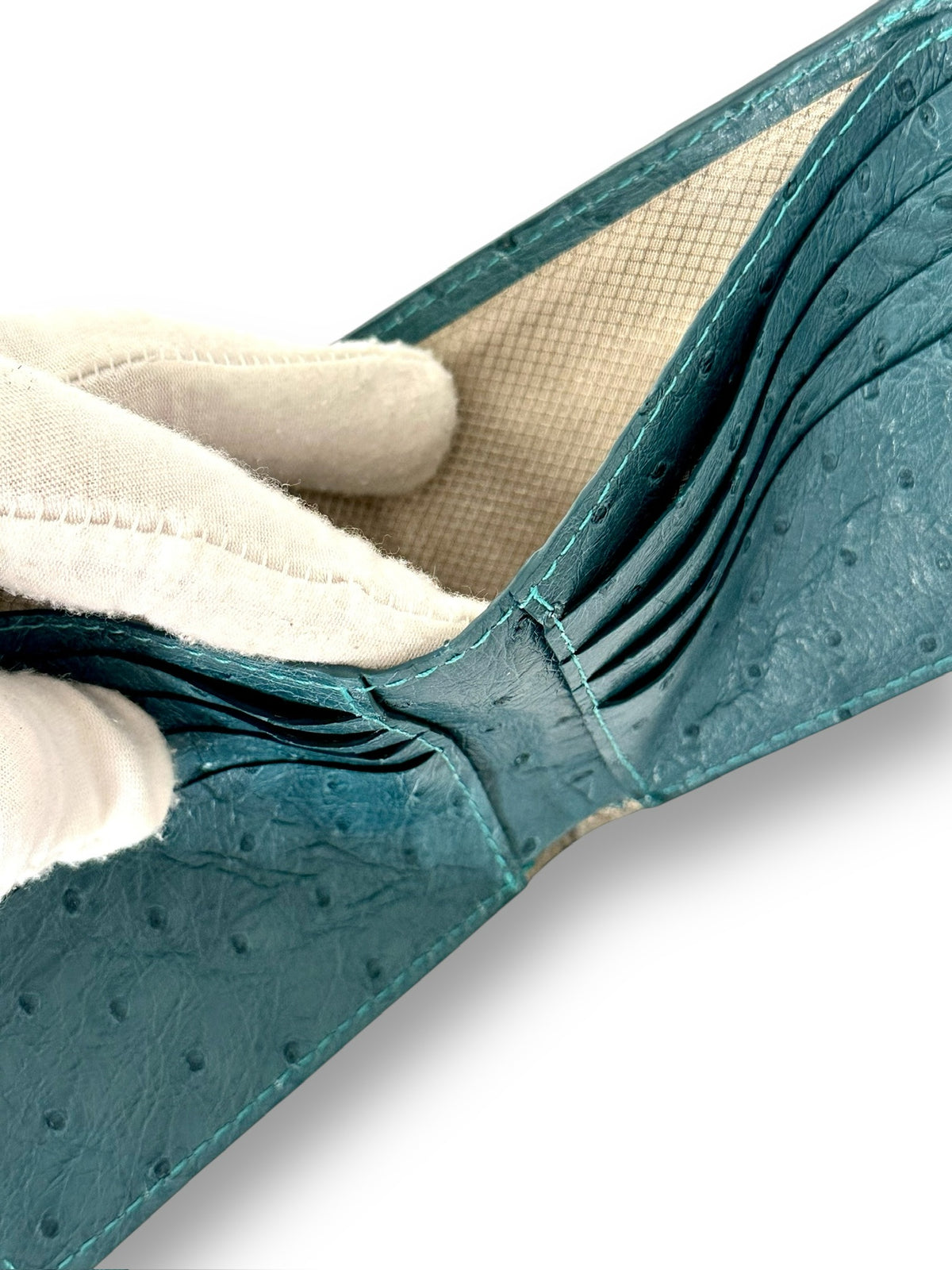 Denium Blue Ostrich - Bi-Fold Unisex Wallet image 3