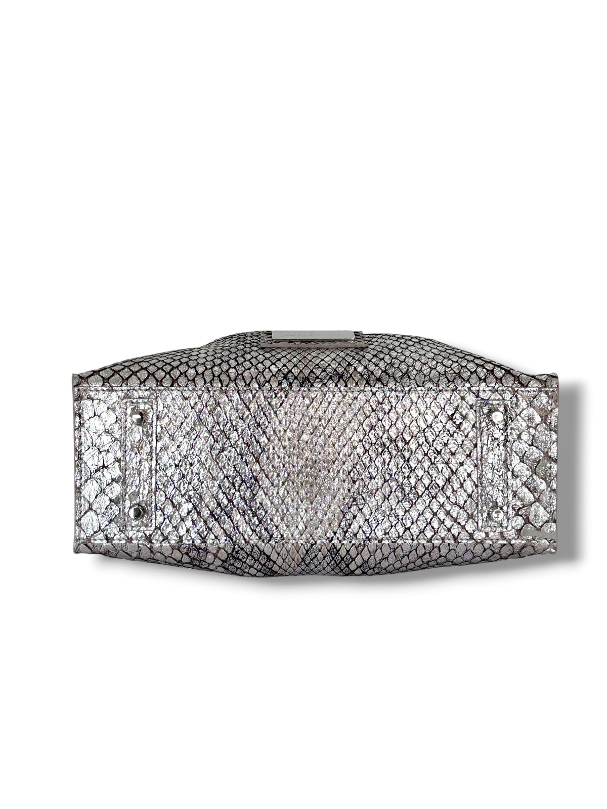Metallic Silver Python - The Johnna Tote
