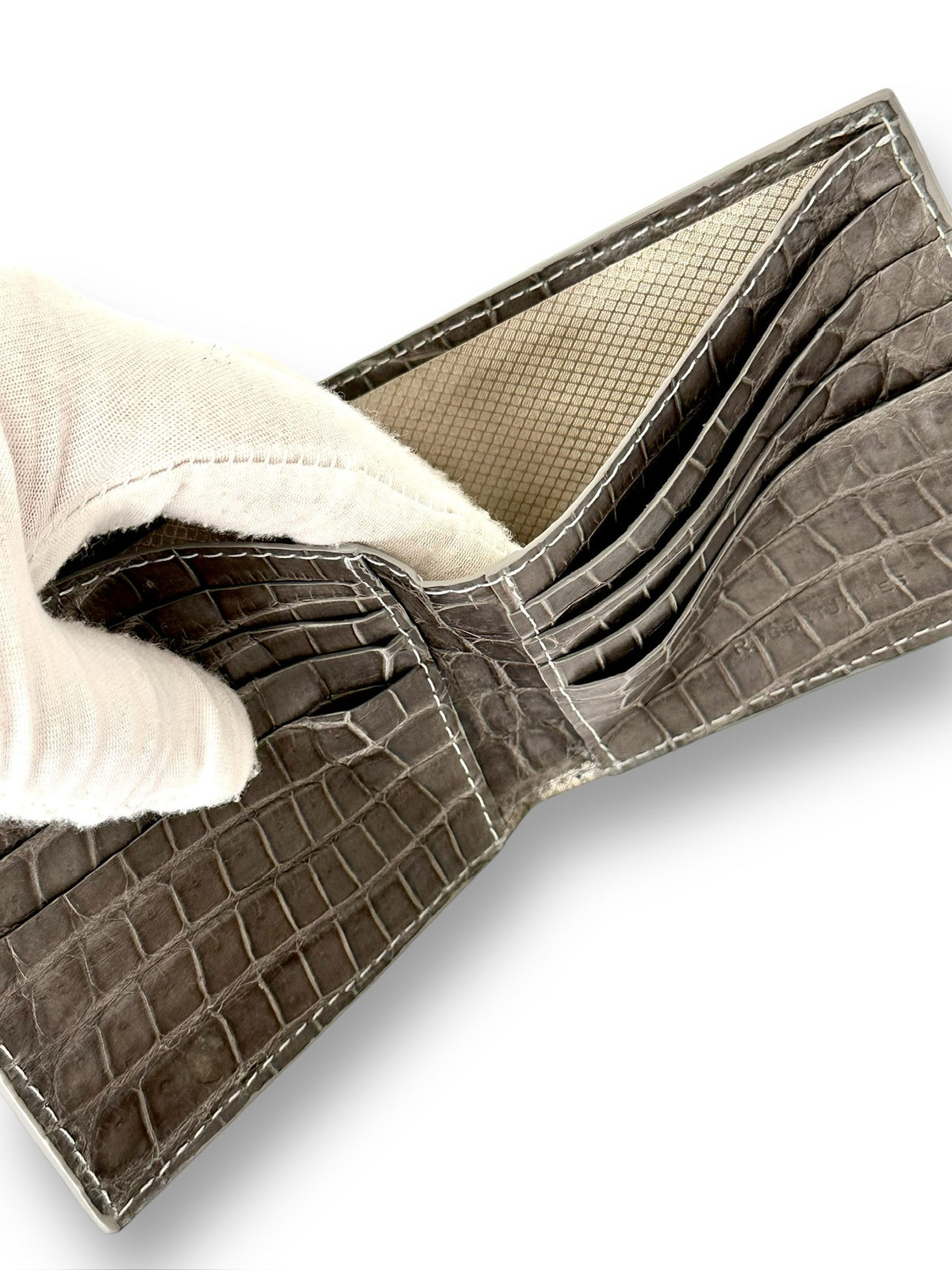 Steel Grey Niloticus Crocodile- Bi-Fold Unisex Wallet image 3