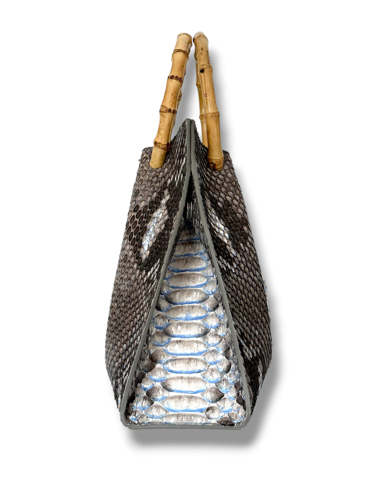 Natural Python with Blue Accents - The Johnna Tote