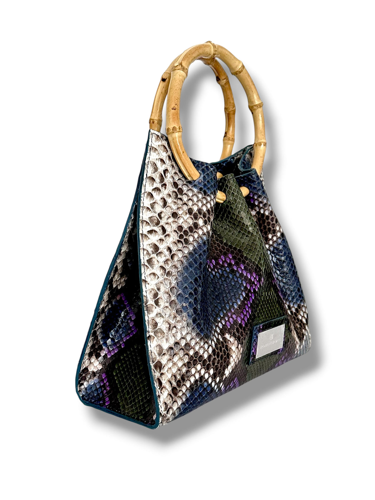 Natural Python with Blue, Green and Purple - The Johnna Tote
