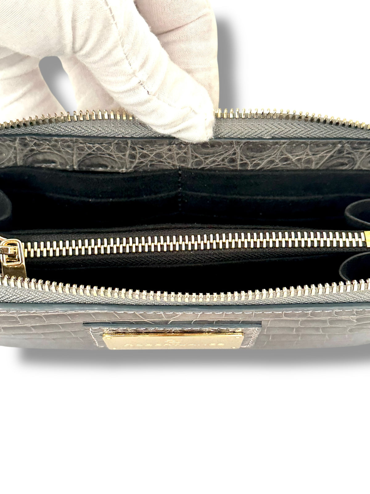 Midnight Grey Niloticus Crocodile - RobertJames Zip Around Wallet image 2