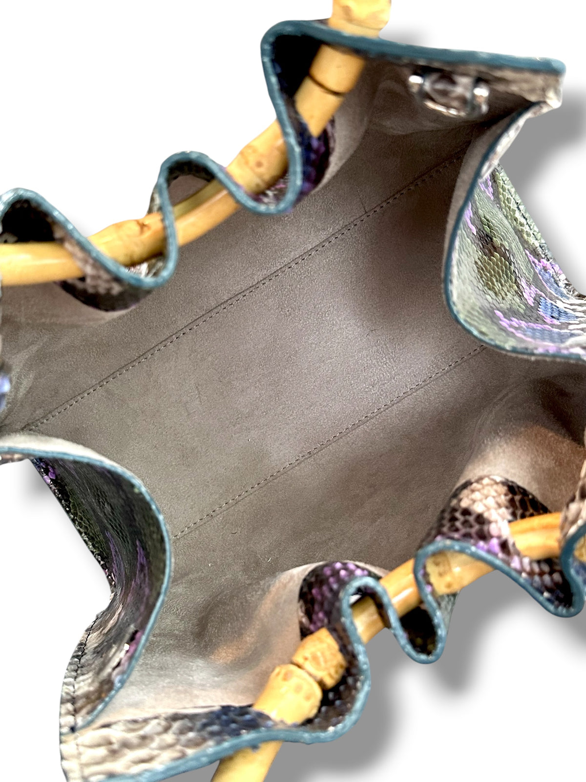 Natural Python with Blue, Green and Purple - The Johnna Tote
