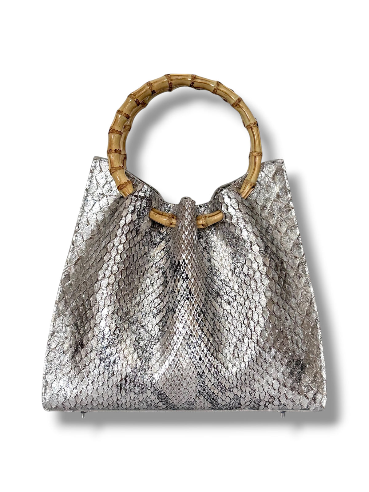 Metallic Silver Python - The Johnna Tote