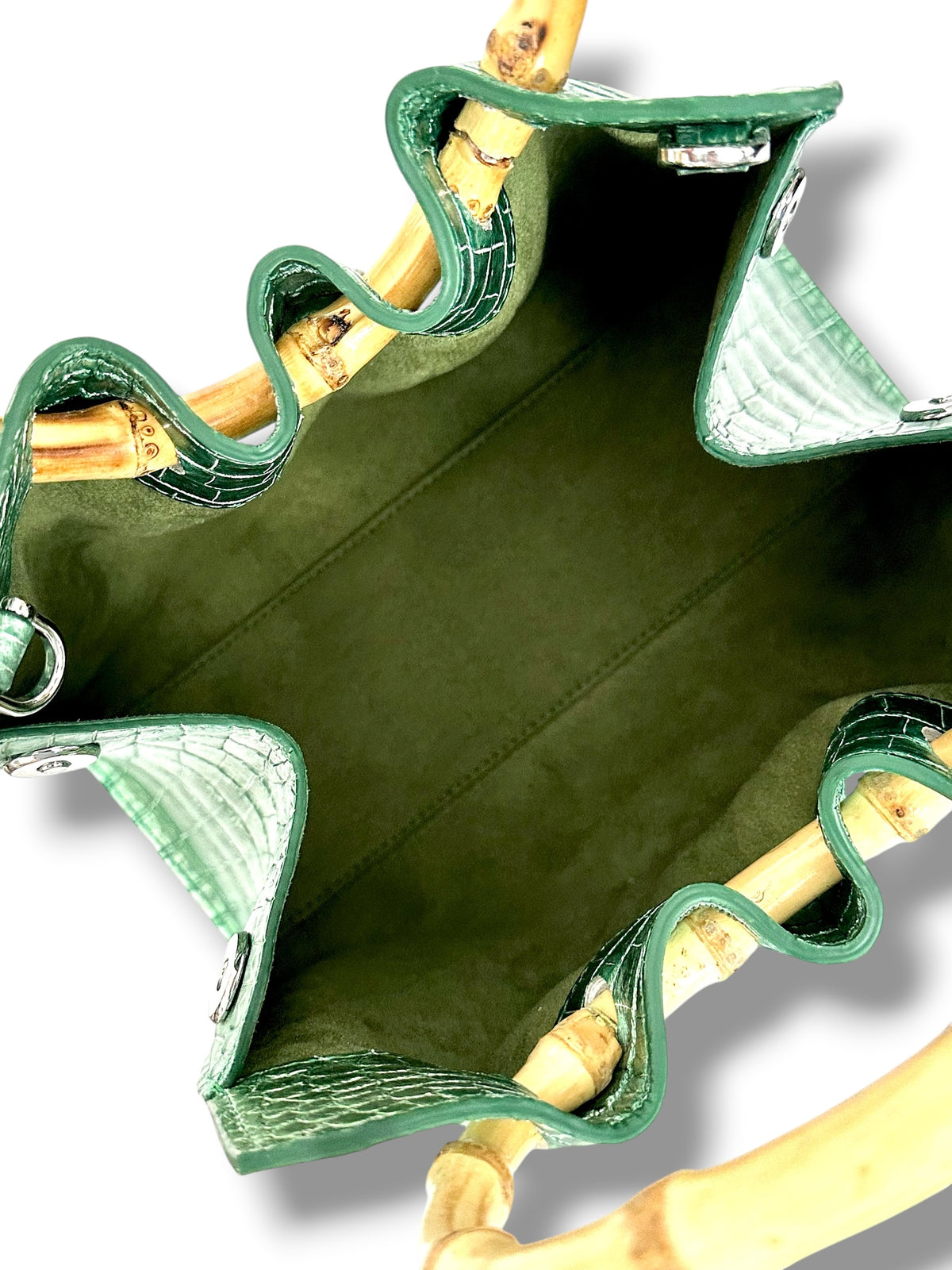 Metallic Green and Silver Niloticus Crocodile - The Johnna Tote