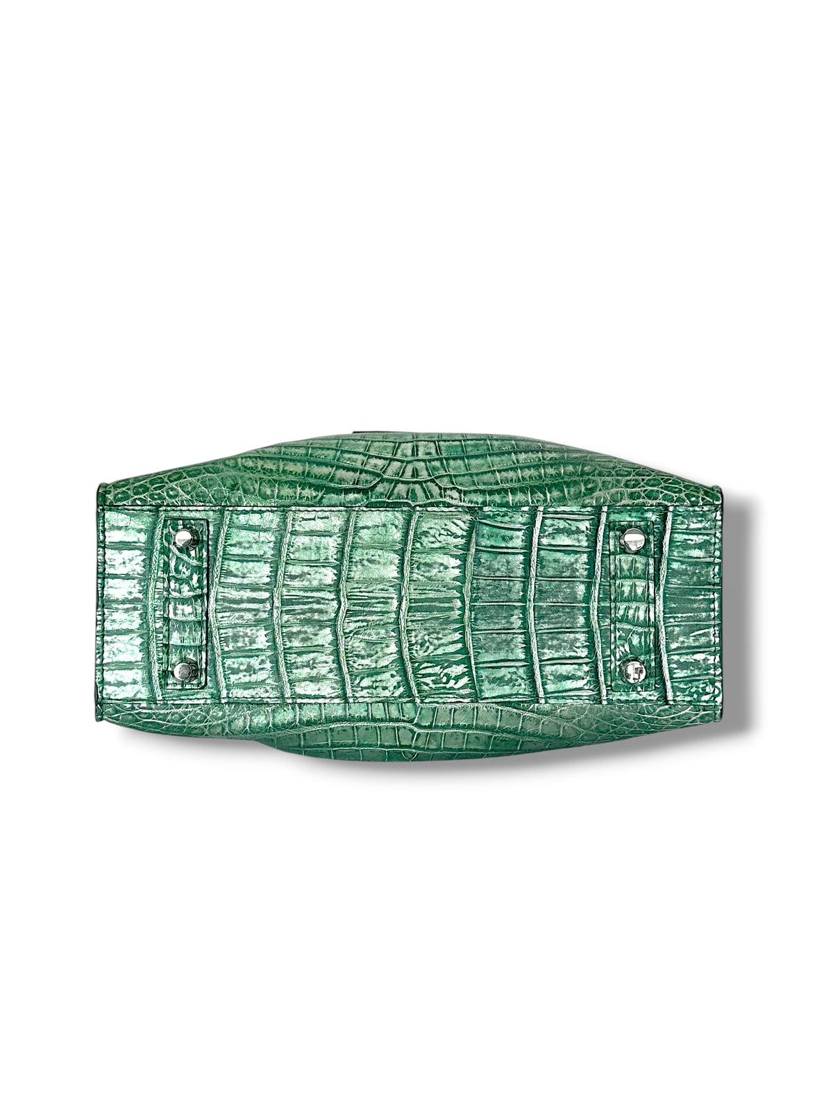 Metallic Green and Silver Niloticus Crocodile - The Johnna Tote