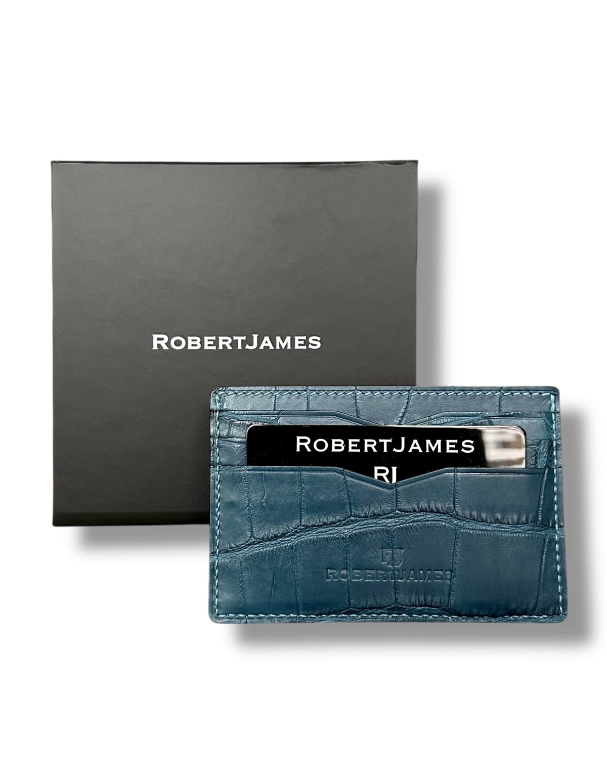 Blue Denim Niloticus Crocodile - Card Holder