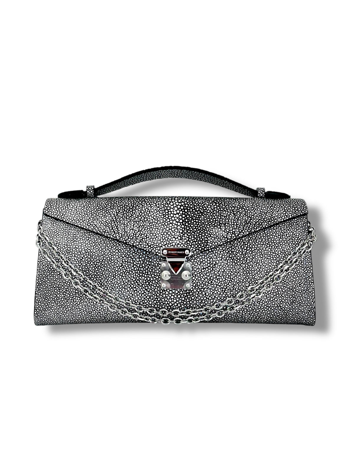 Silver/Aurora Galuchat - Minnie Pochette - American-made - Luxury Leather