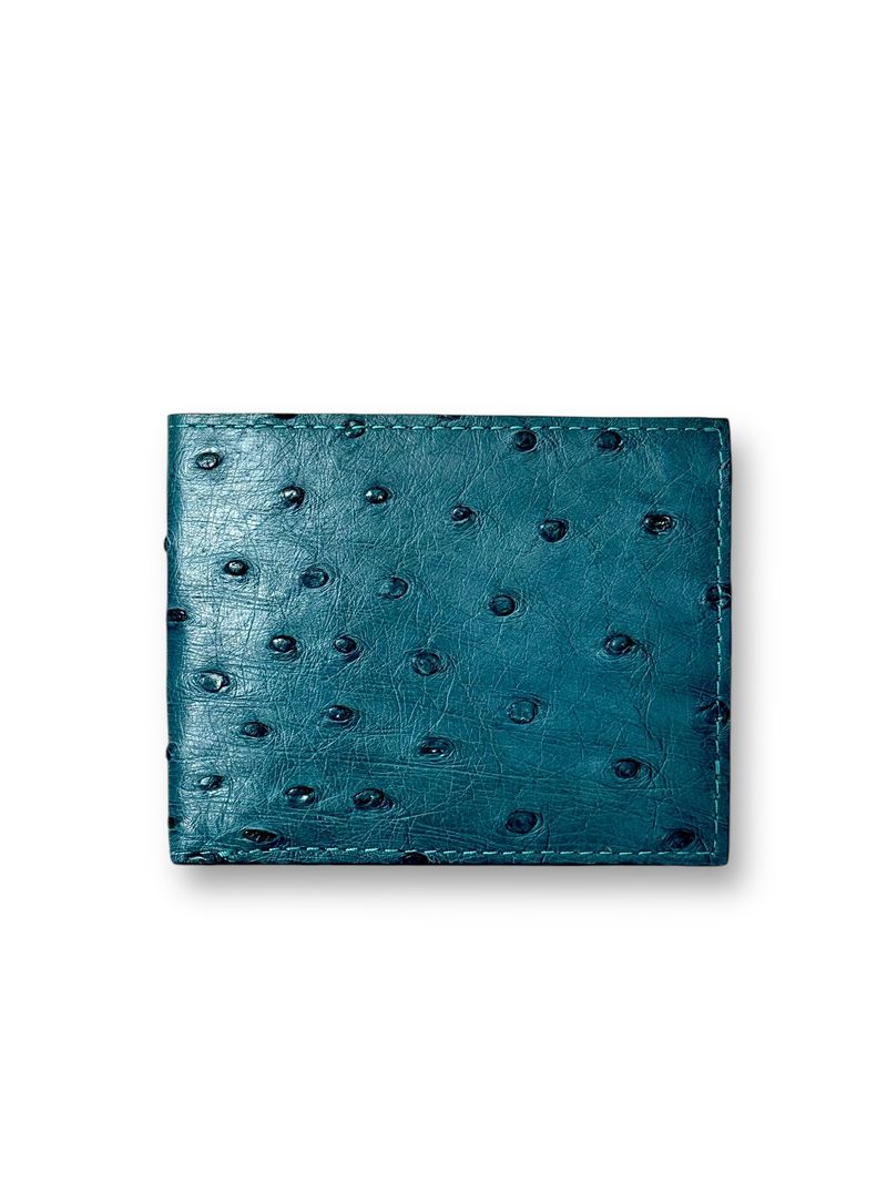 Rich Teal Ostrich - Bi-Fold Unisex Wallet image 0