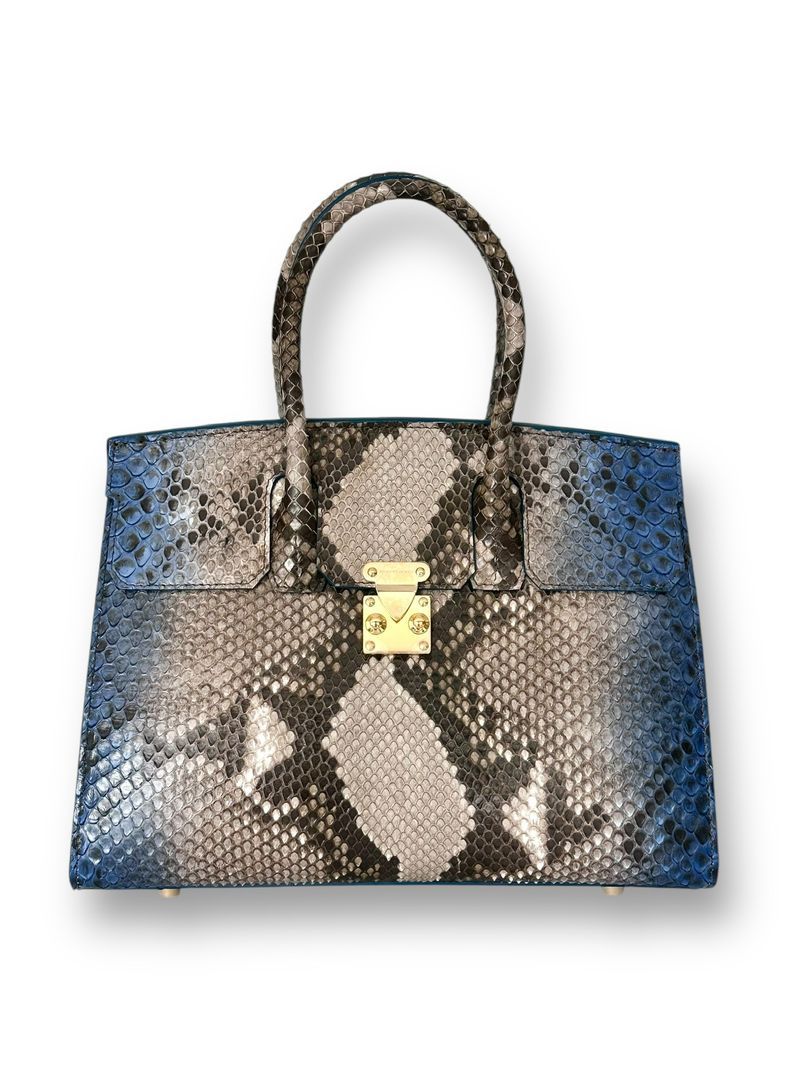 Blue, Taupe, Grey Python - Wrenley Tote image 0