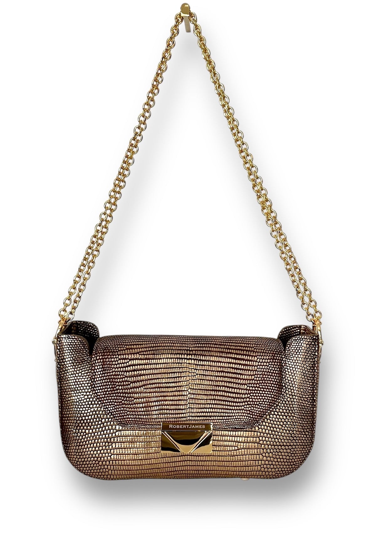 Antiqued Metallic Gold Lizard - The Dianne Flap image 1