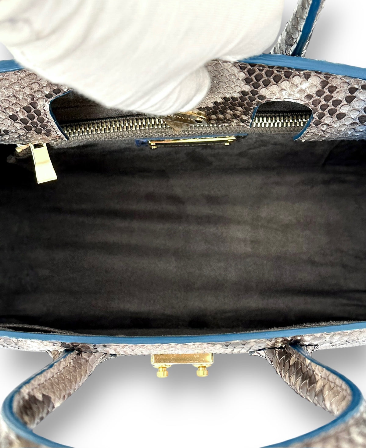 Blue, Taupe, Grey Python - Wrenley Tote image 3
