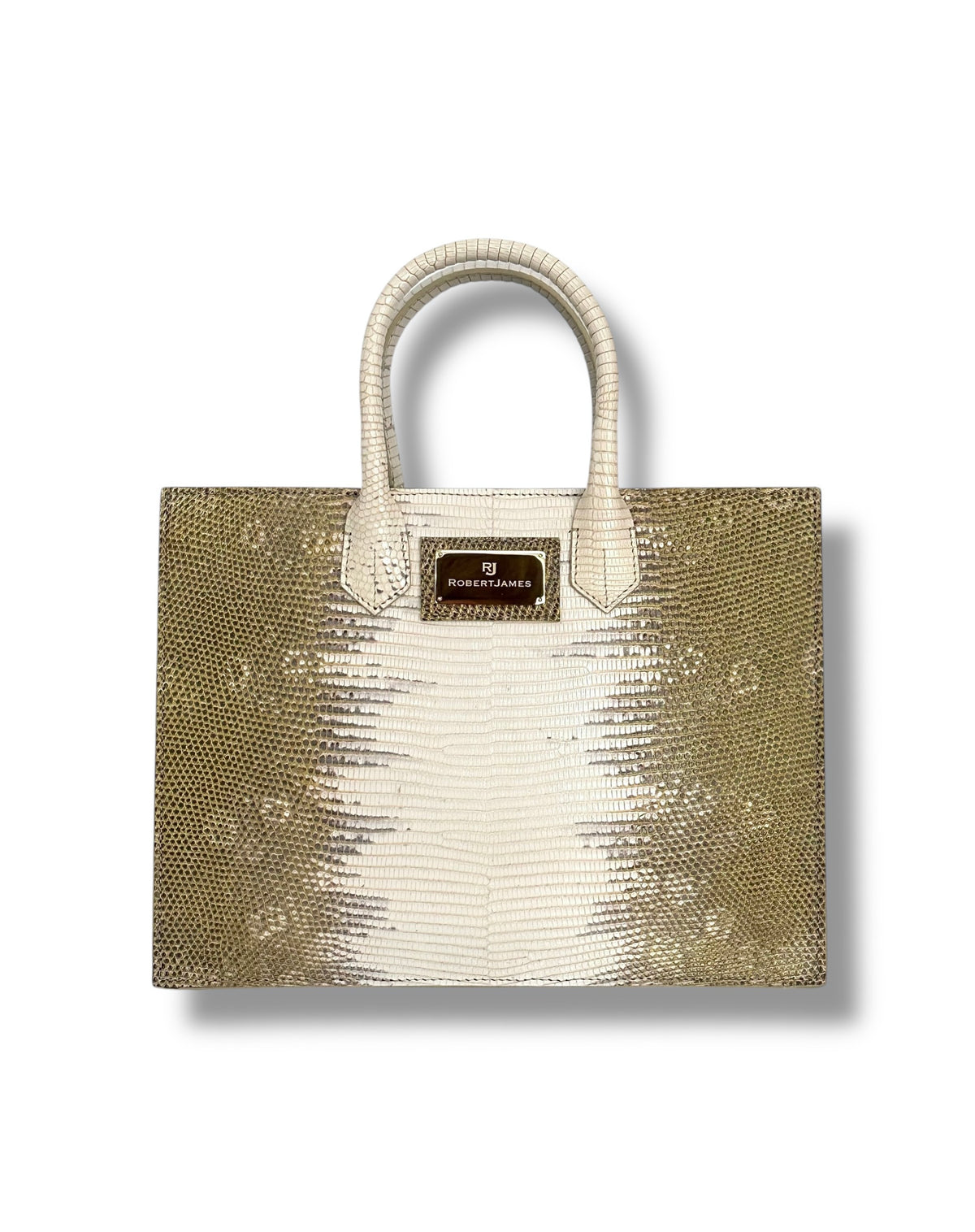 Gold and Cream Ombré Lizard - The Classic Tote image 0