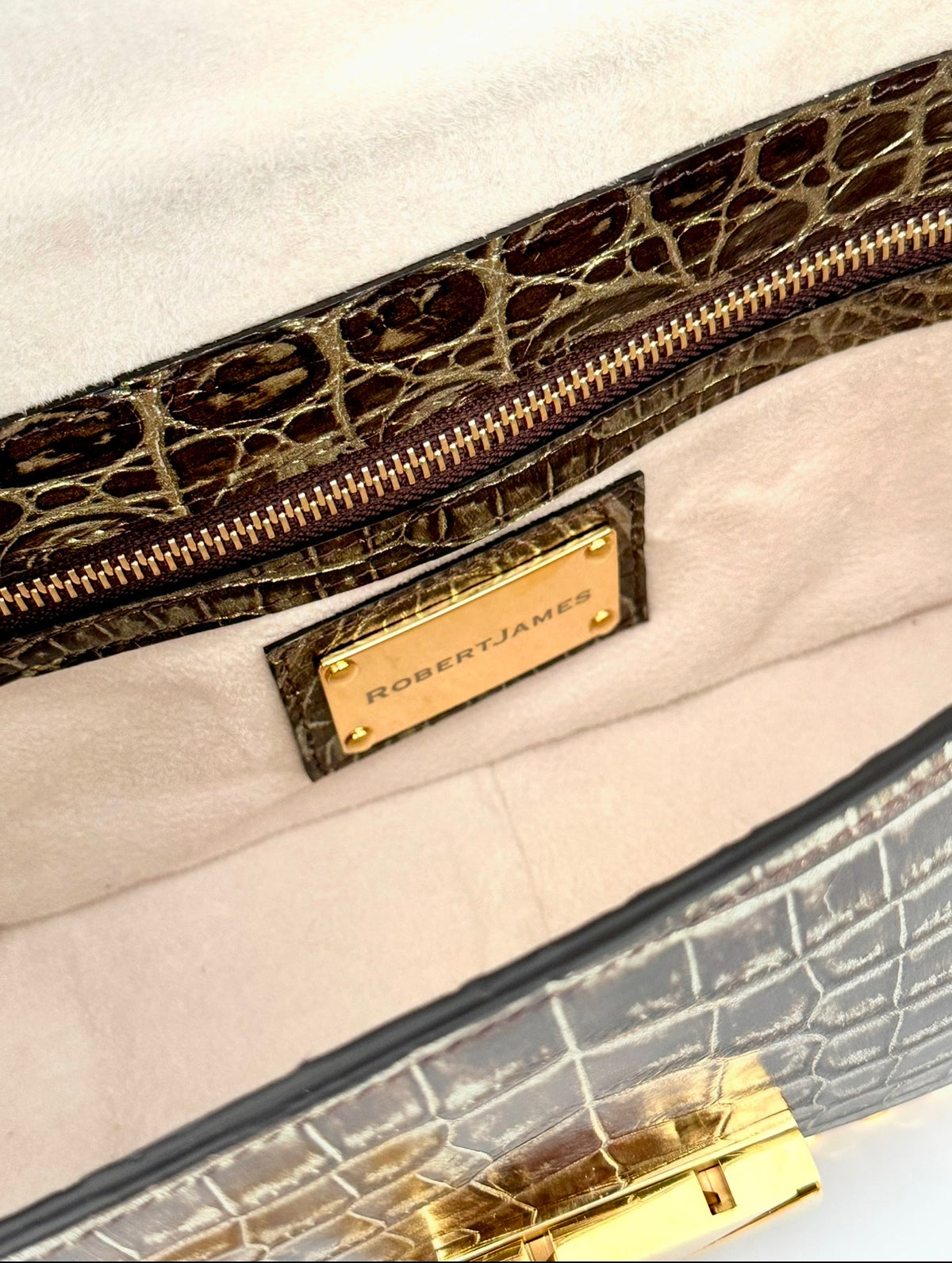 Deep Chocolate Alligator with Gold Metallic - Dianne Flap image 4