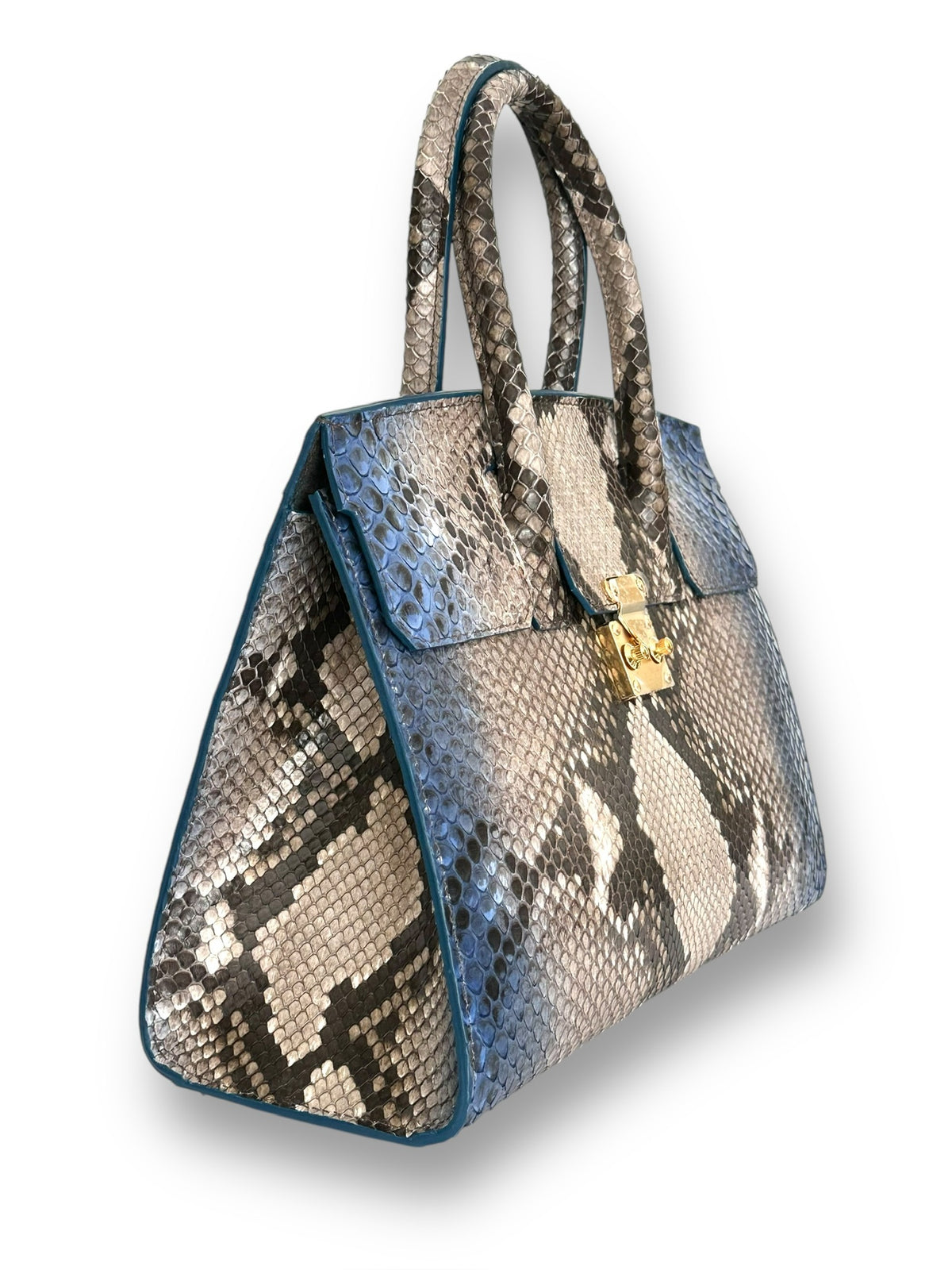 Blue, Taupe, Grey Python - Wrenley Tote image 1
