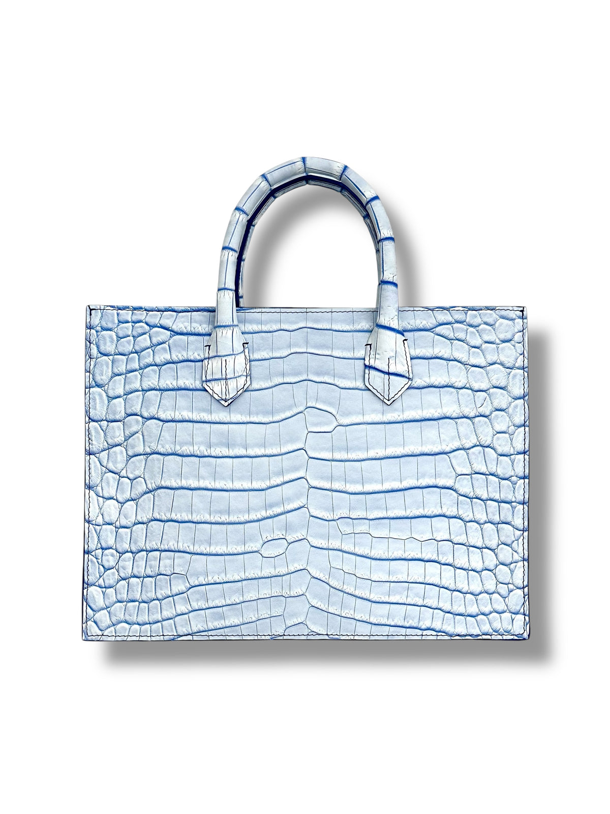 Soft White with Cobalt Niloticus Crocodile - The Classic Tote image 2