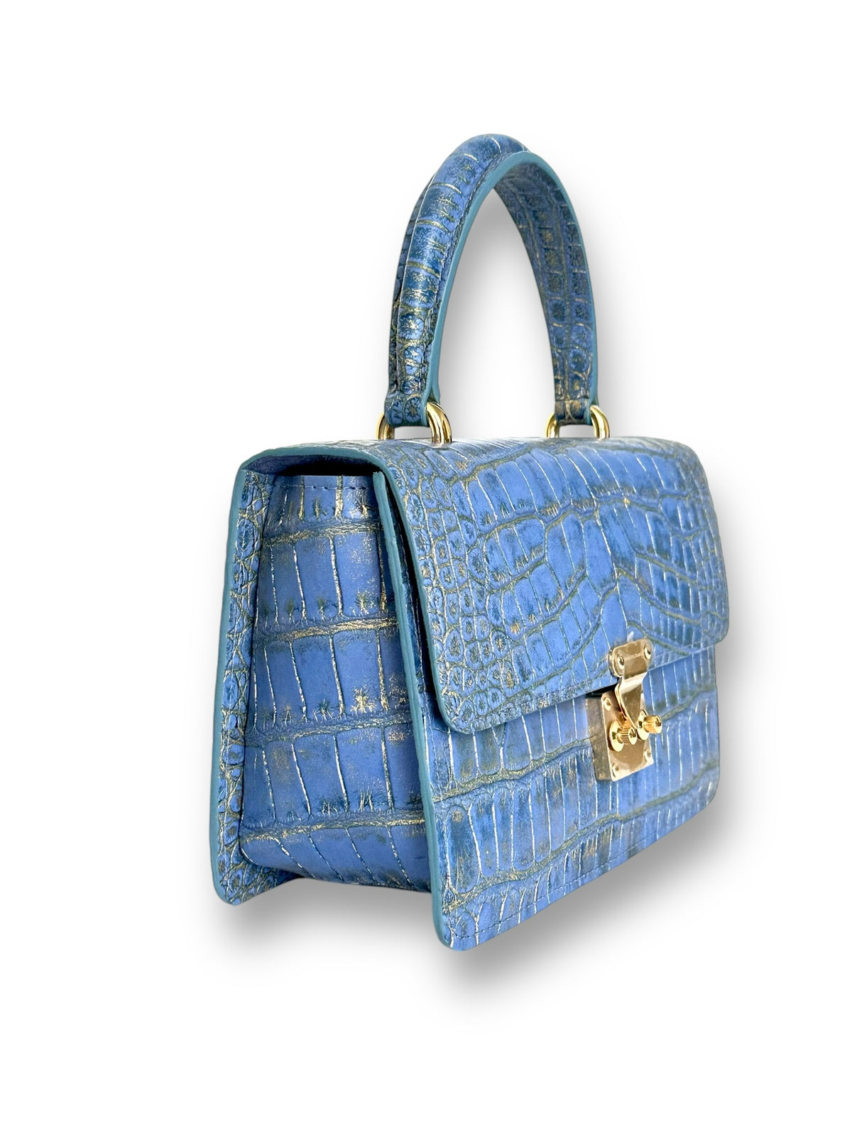Matte Cerulean Alligator - Anka Top Handle image 1