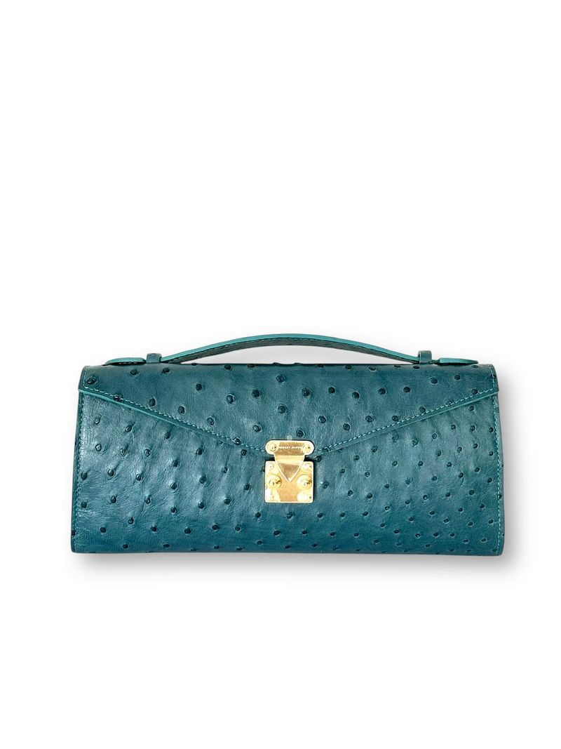 Rich Teal Ostrich - Minnie Pochette image 0