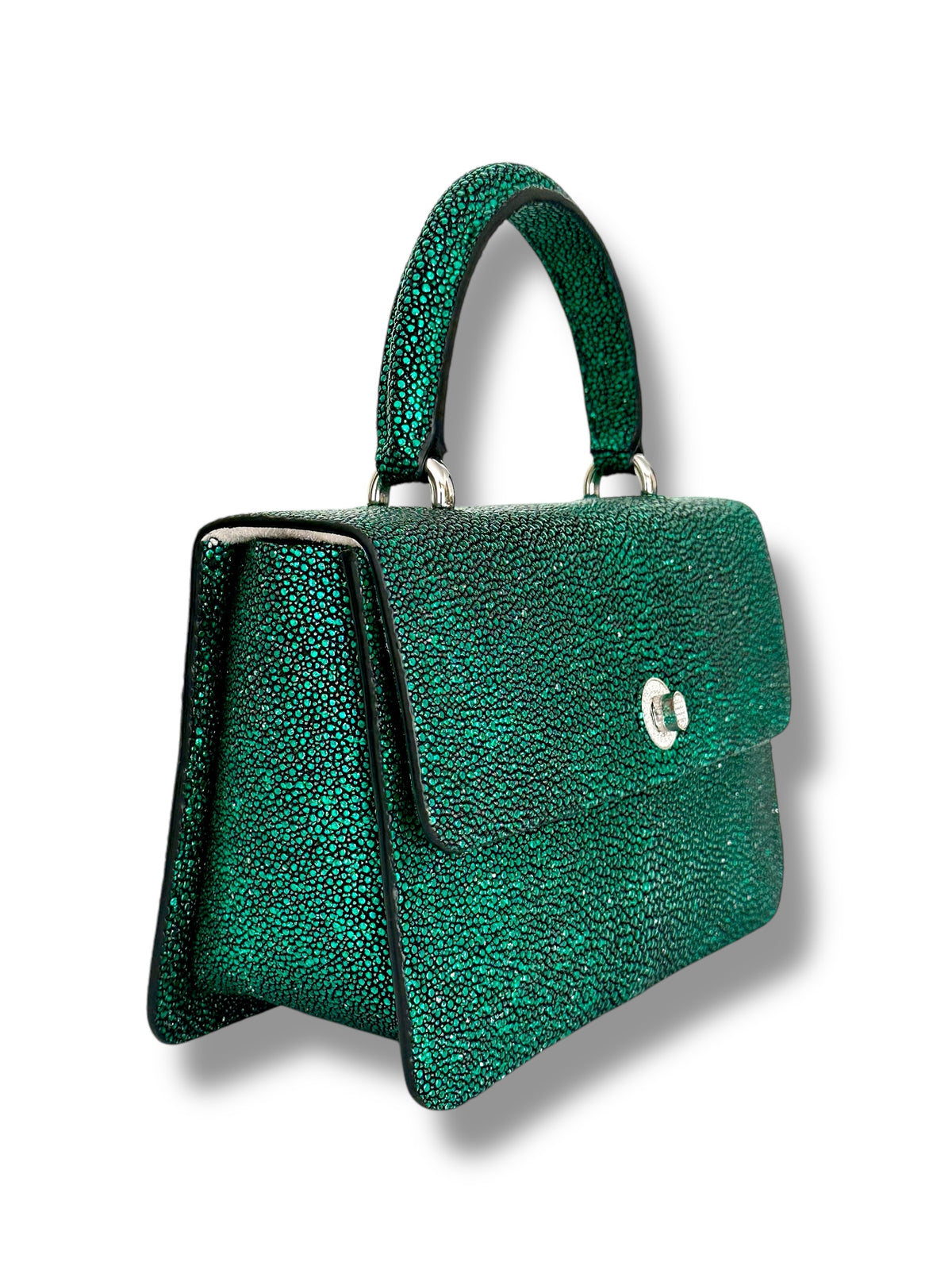 Emerald Green Jeweled Galuchat - Anka Top Handle image 1