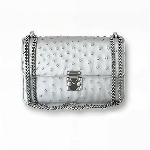 Metallic Silver Ostrich - Hadley Flap image 0